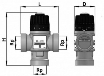 Клапан термостатический терморегулятора STOUT SVM-0110 3/4″ ВР 20-43°С KV 1,6 для систем отопления и ГВС
